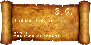 Bretter Iván névjegykártya
